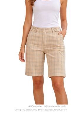 Plaid Bermuda Shorts Adjustable Waist Stretch Preppy Golfcore 14